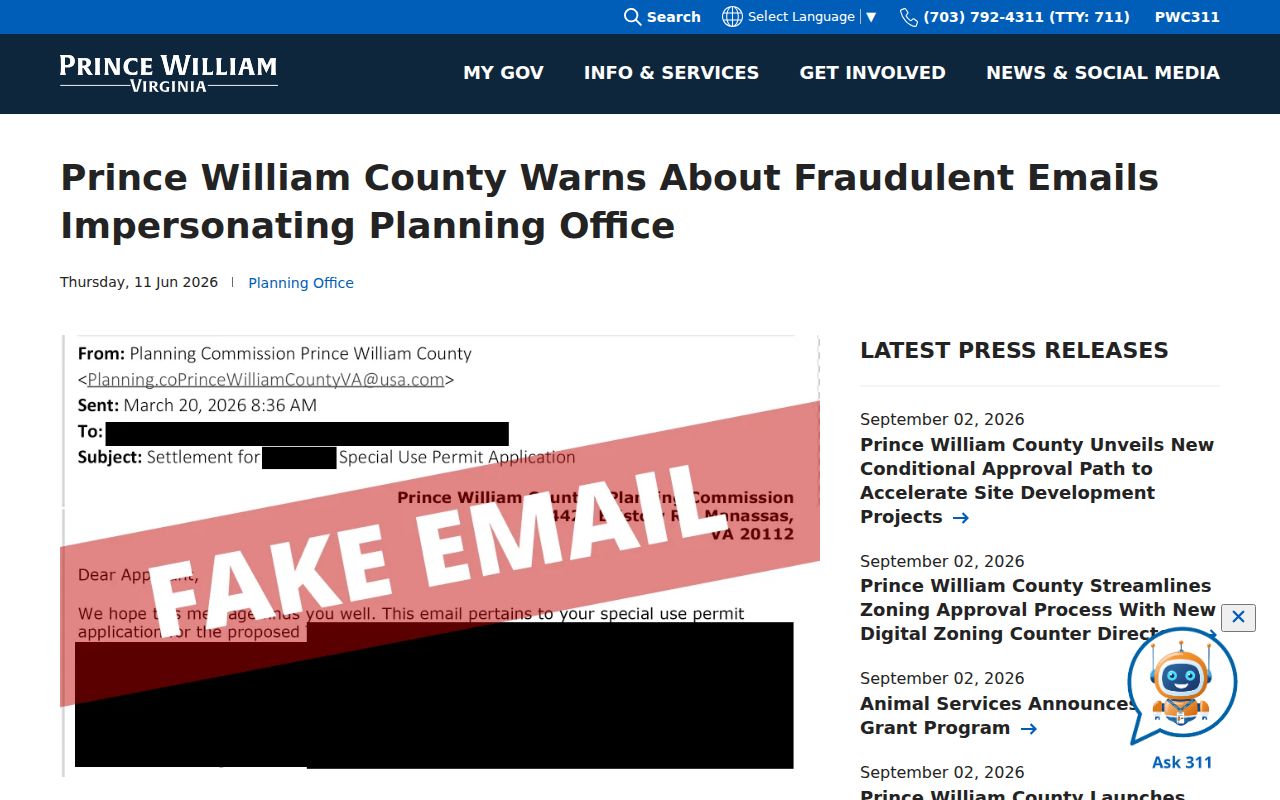 Buckhall residents directory Prince William County records scam warning