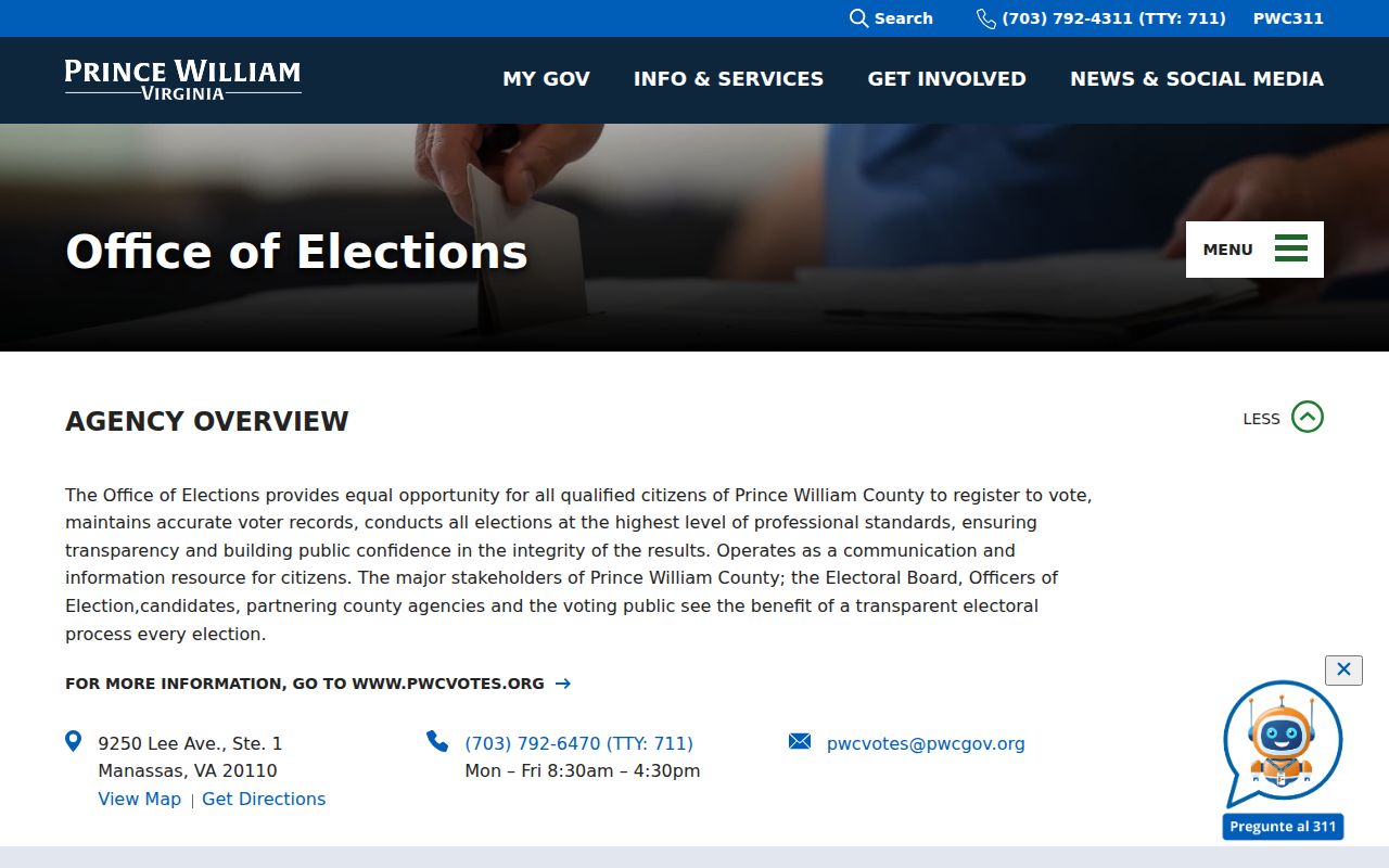 Buckhall neighbors Prince William Office of Elections