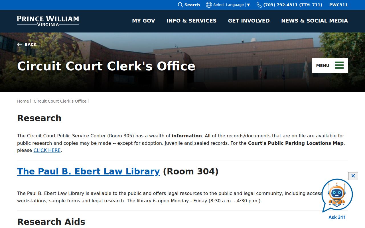 Buckhall previous residents Circuit Clerk research guide